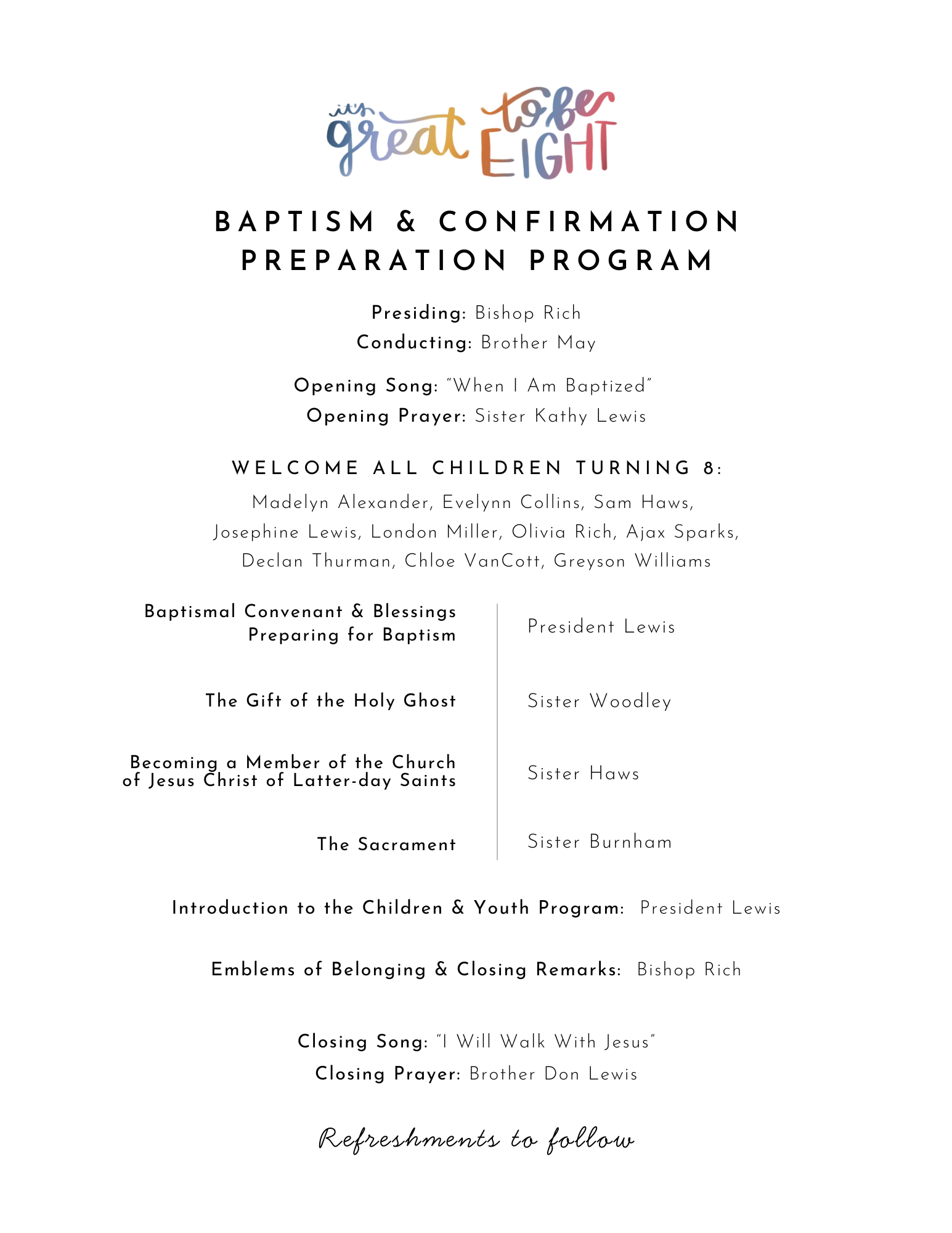 Baptism & Confirmation program