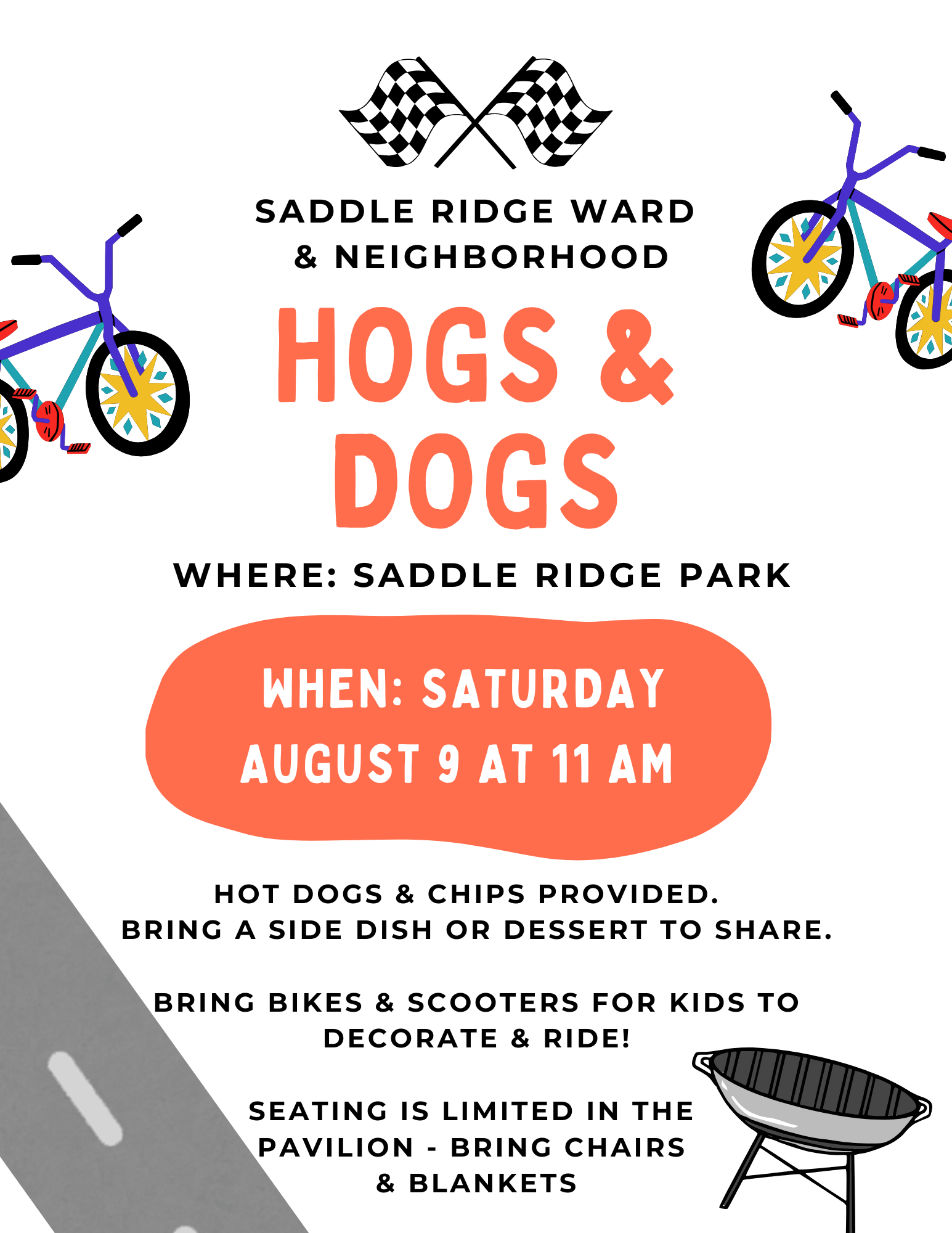 Hogs & Dogs neighborhood event flyer
